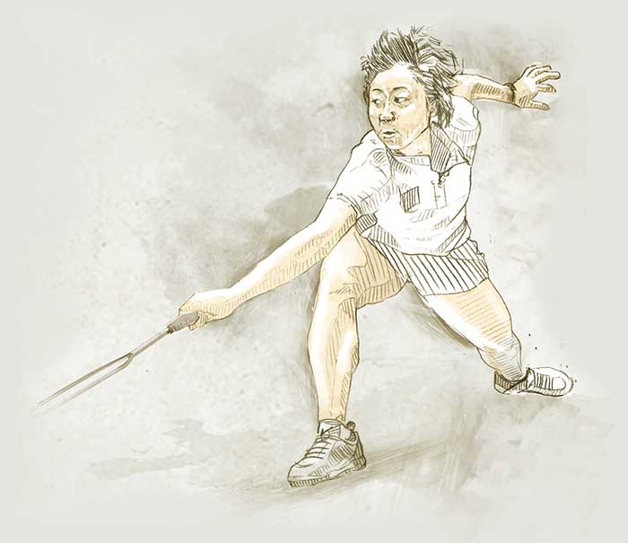 Jugador recepcionando el volantebádminton Juegos Olímpicos